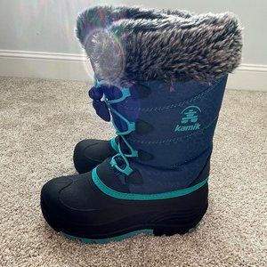 Kamik Kids Snowgypsy (Snow Gypsy) Boots, Blue with Gray Fur, Size 3